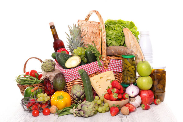 fruit, vegetable and grocery assortment