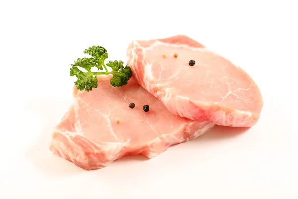 Rohes Schweinekotelett Isoliert Auf Weißem Hintergrund — Stockfoto