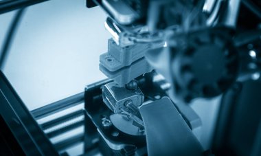 Elektronik üç boyutlu plastik yazıcı sırasında iş, 3d, yazdırma.