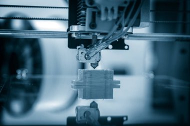 Elektronik üç boyutlu plastik yazıcı sırasında iş, 3d, yazdırma.