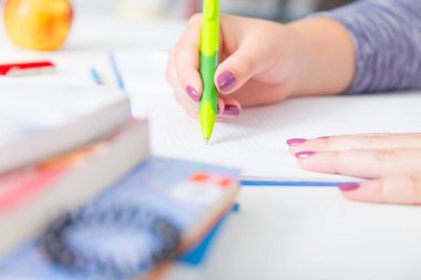 el yazısı, el yazar bir defter kalem ile