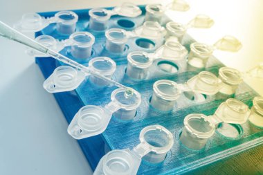 Sıvı birkaç test tüpleri loncası Züccaciye birine ekleyerek pipet
