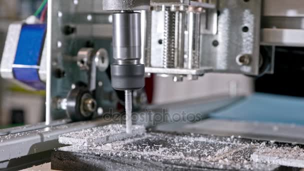 Cnc Fresadora Proceccing Detalhe Plástico — Vídeo de Stock