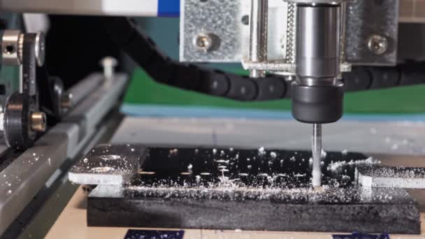 Cnc Milling Machine Proceccing Plastic Detail — Stock Video