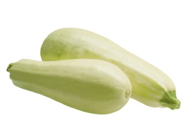  Beyaz bir arka plan üzerinde iki yeşil kabak