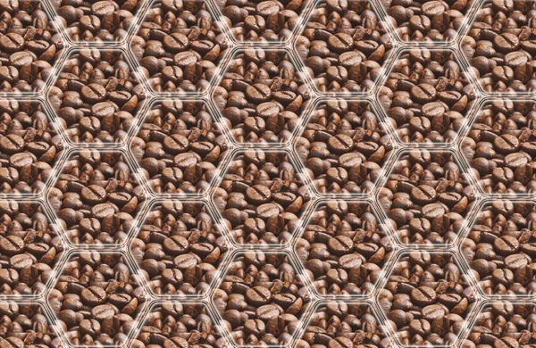 Kahve arka plan: kahve görüntülerle çokgenler