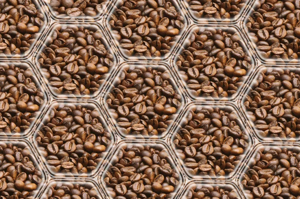 Coffee background: polygons with images of coffee, interconnected — Stock Photo, Image