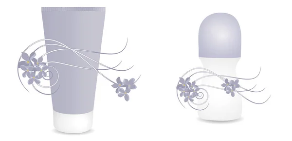 Deodorant ve bir tüp leylak kokusu ile bir krem ile