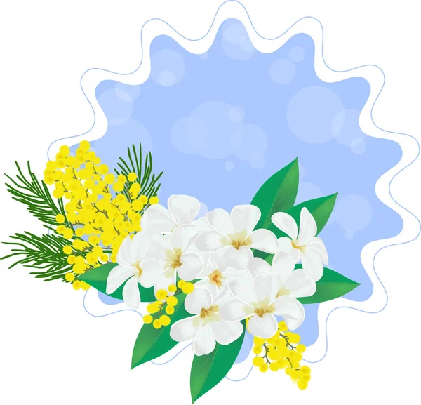 蓝色背景下的春季花卉画 — 图库矢量图片
