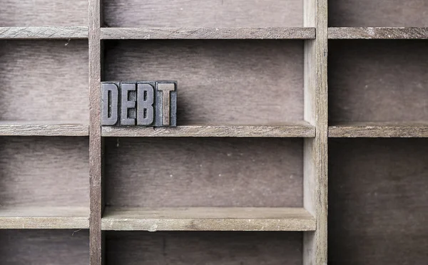Wooden Letter Debt — Stock Photo, Image