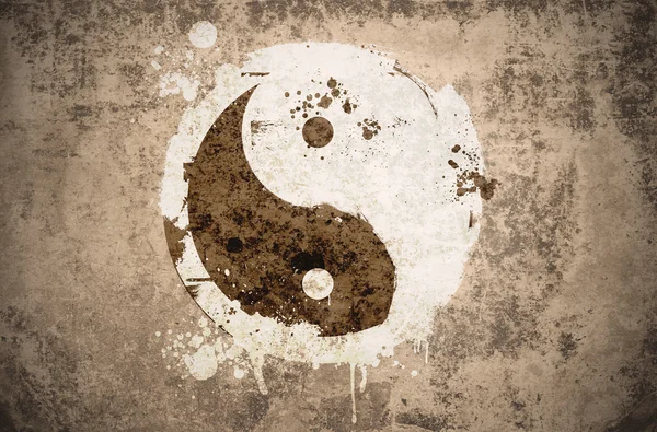 Grunge yinyang sembolü — Stok fotoğraf