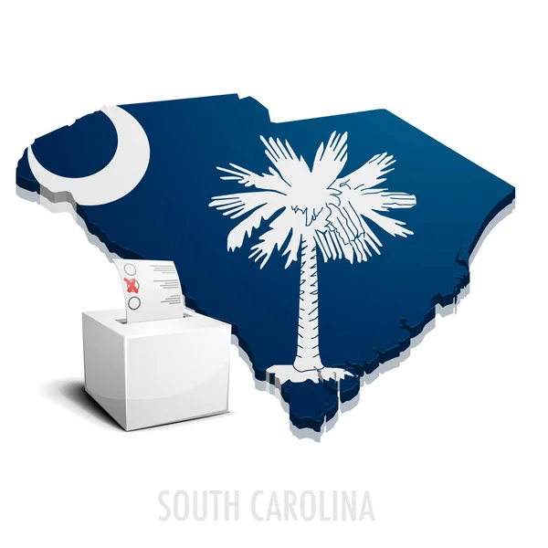 Ballotbox kaart Zuid-Carolina — Stockvector