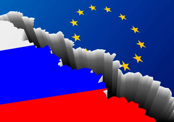 Flagga Ryssland Europa djup spricka — Stock vektor