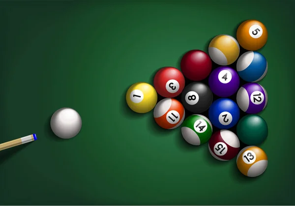 Balles de billard sur vert — Image vectorielle
