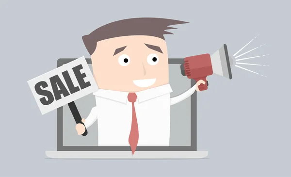 Businessman Sale laptop — Stock Vector