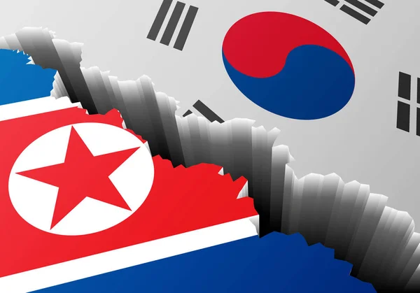 Crack Corea del Norte y Corea del Sur — Vector de stock