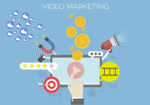 Video Marketing Concept — Stock Vector