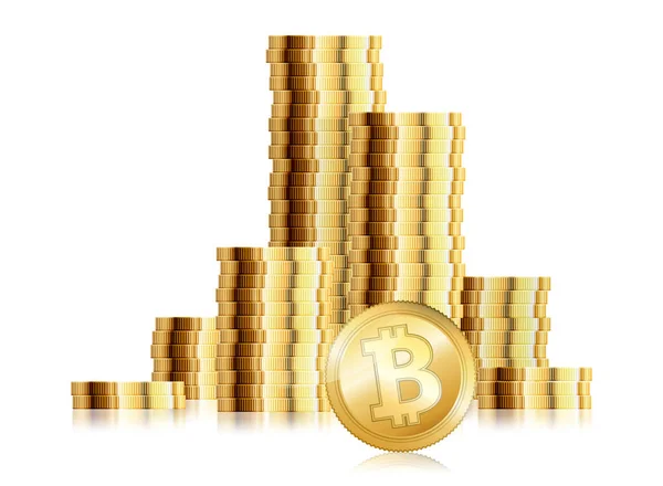 Pile della moneta Bitcoin — Vettoriale Stock