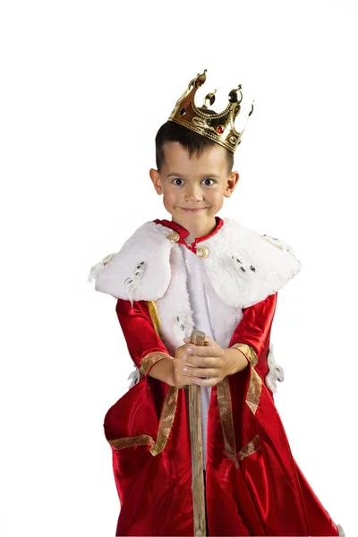 Ragazzo in costume del re — Foto Stock