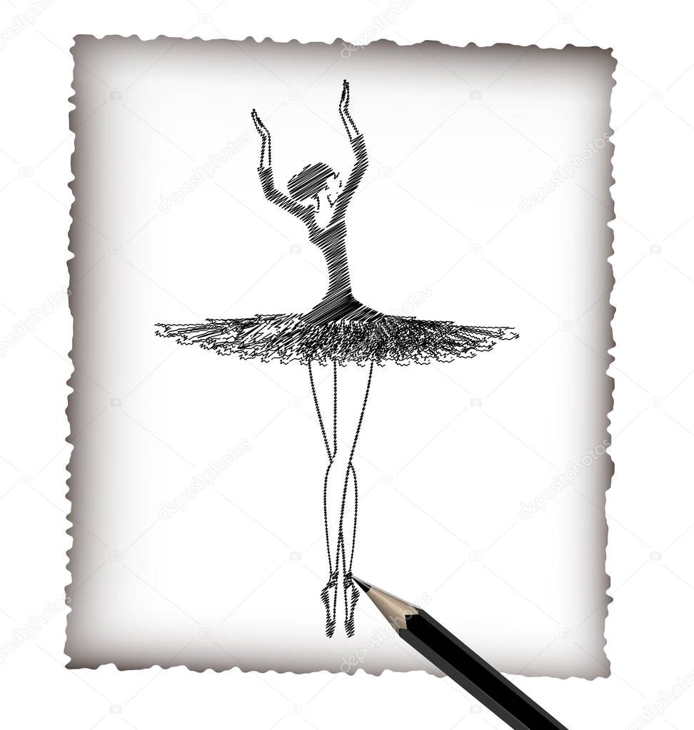 Dibujos: bailarinas a lapiz | lápiz y la imagen del ballet — Vector de