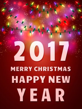 Mutlu 2017 yeni yıl el ilanı. Noel tebrik kartı