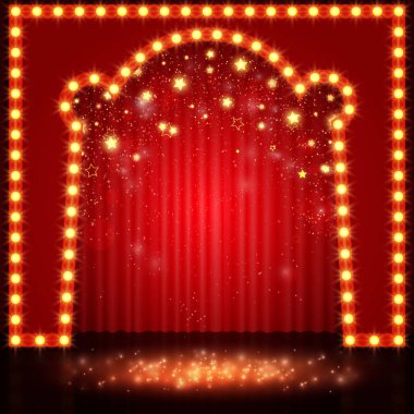 Kırmızı perde ile boş retro sahne
