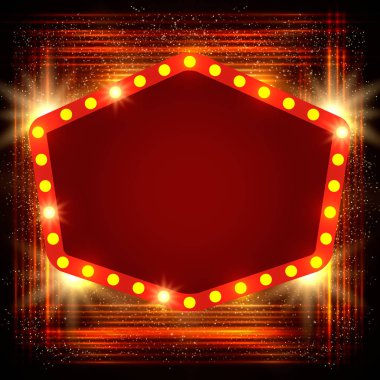 Retro casino ışık afiş ile parlayan arka plan