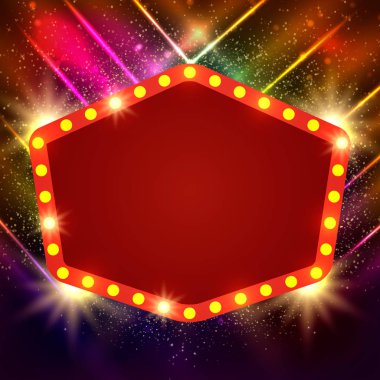 Retro casino ışık afiş ile parlayan arka plan