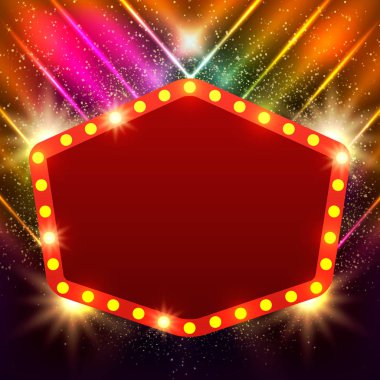Retro casino ışık afiş ile parlayan arka plan