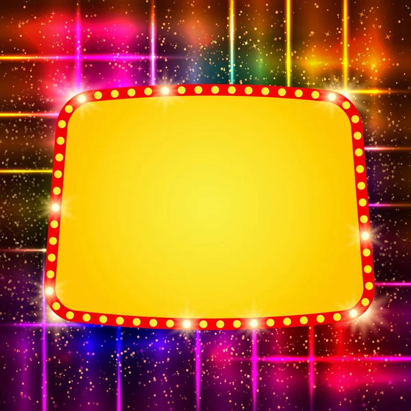 Shining background with retro casino light banner — Stock Vector