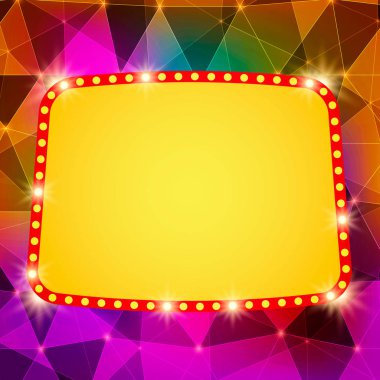 Retro ışık afiş geometrik arka plan üzerinde parlayan soyut