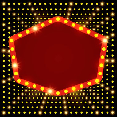 Retro casino ışık afiş ile parlayan arka plan