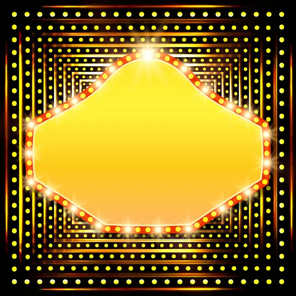 Fond brillant avec bannière lumineuse de casino rétro — Image vectorielle