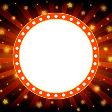 Retro ışık afiş kırmızı arka plan üzerinde parlayan