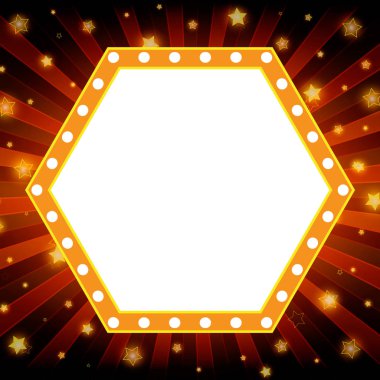 Retro ışık afiş kırmızı arka plan üzerinde parlayan