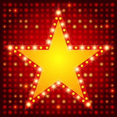 Üzerinde arka plan parlayan yıldız retro ışık afiş