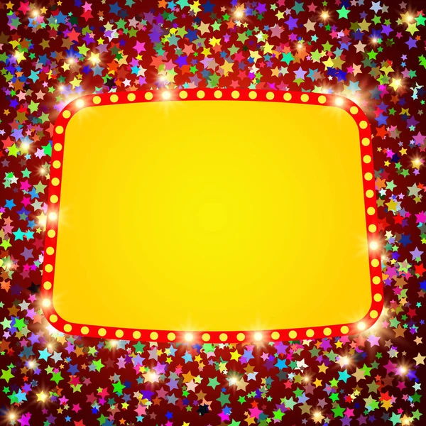 Retro stage shining banner on stars background — Stock Vector