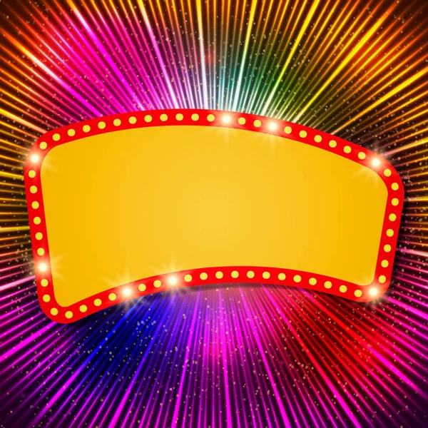 Glänzender Hintergrund mit Retro-Casino-Licht-Banner — Stockvektor