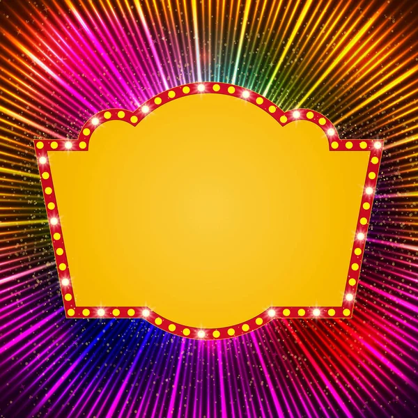 Fondo brillante con banner de luz de casino retro — Vector de stock