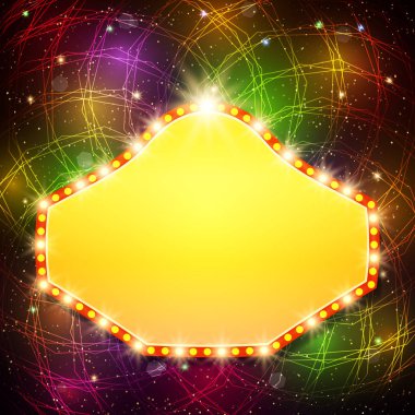 Retro casino ışık afiş ile parlayan arka plan