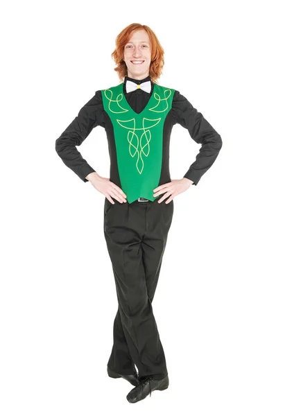 Young man in costume for irish dance isolated — Stock Photo, Image