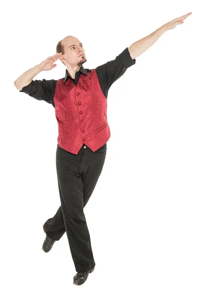 Молодий чоловік в костюмі для ірландського танцю ізольований — стокове фото