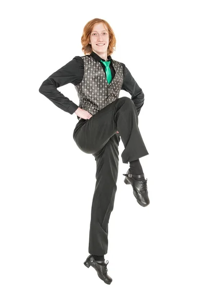 Young man in costume for irish dance isolated — Stock Photo, Image