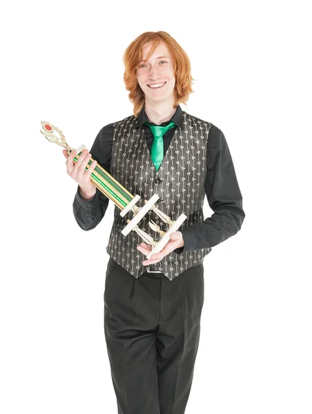 Young redhead man in costume for irish dance isolated — Stock Photo, Image