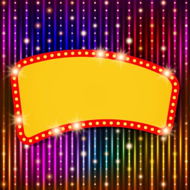 Retro casino ışık afiş ile parlayan arka plan