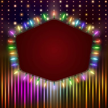 Renkli ışıkları parlayan ile retro afiş