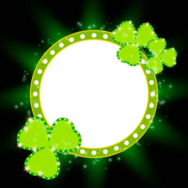 Saint Patricks Day banner with shining Shamrock — Stock Vector