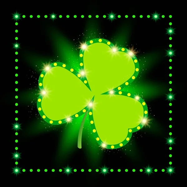 Happy St.Patrick 's Day mit leuchtendem Shamrock-Hintergrund — Stockvektor