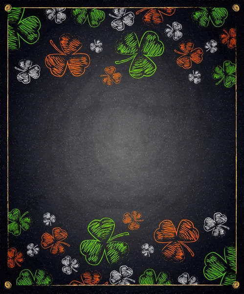Saint Patricks Day Shamrock på svarta tavlan bakgrund — Stock vektor