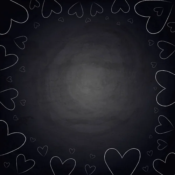 Handdrawn hearts on blackboard chalkboard background — Stock Vector
